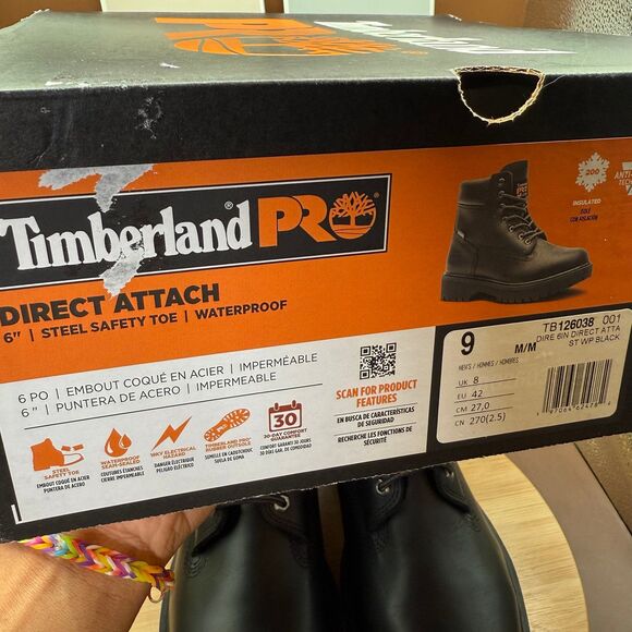 Timberland PRO Black 6in” Waterproof, Insulated, Steel Toe, EH, Work boot Sz 9 - Picture 12 of 12